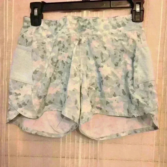 EUC girl's Athleta shorts, size 11/12, green/blue modern print, $11 - Picture 1 of 4